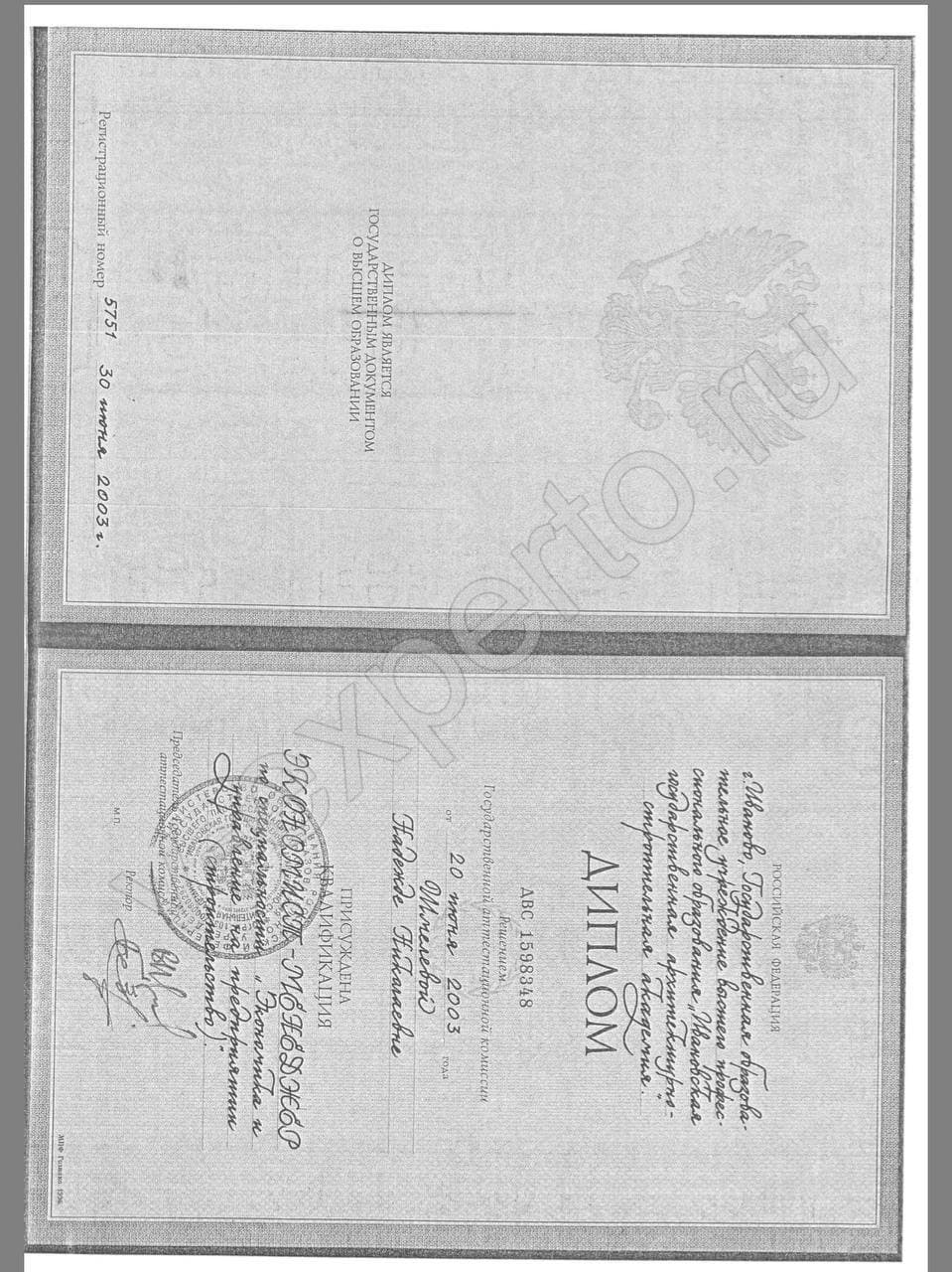 Диплом: Экономист-менеджер (Новикова Н.Н.)